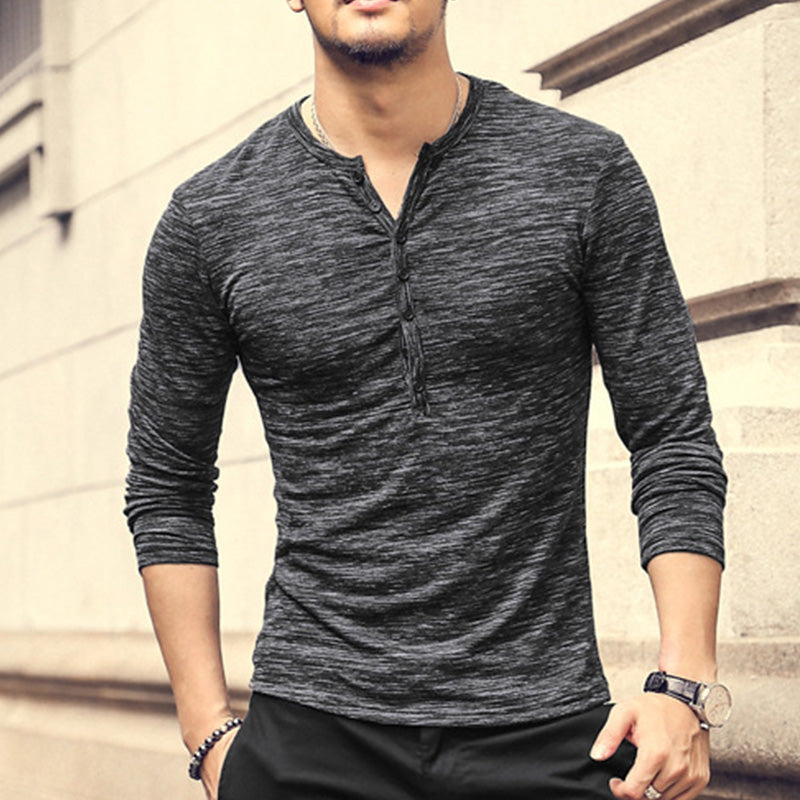 Lässiges Langarm-T-Shirt für Herren mit V-Kragen