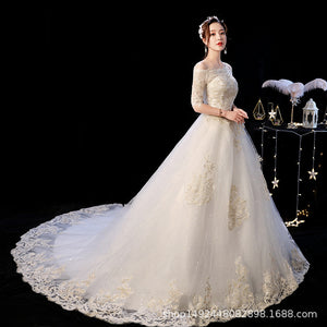 Suzhou wedding tail wedding dress factory direct wholesale wedding dress Tiger Hill wedding 2020 new bride one shoulder drag