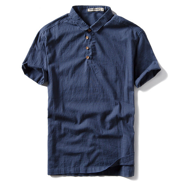 Camisa de lino para hombre con manga corta.