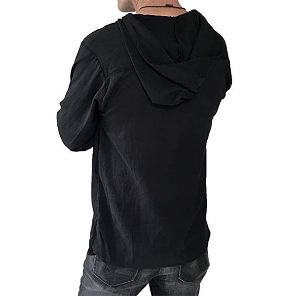 Camiseta de lino para hombre con capucha