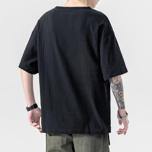 Camisa de lino bordada para hombre