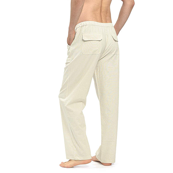 Pantalón de lino transpirable de longitud media.