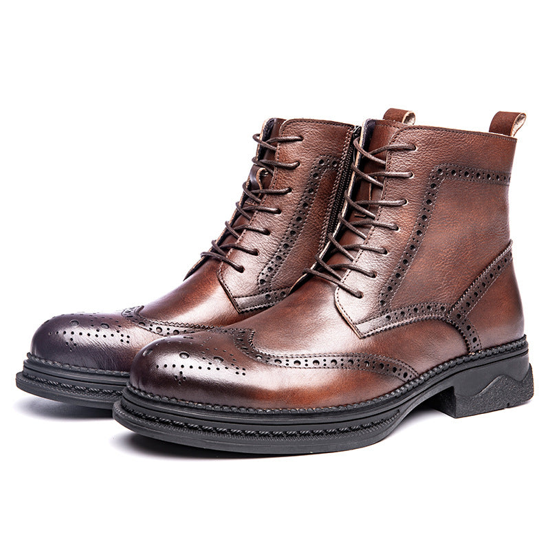 Sactino Brogue zapatos de cuero marrón / gris