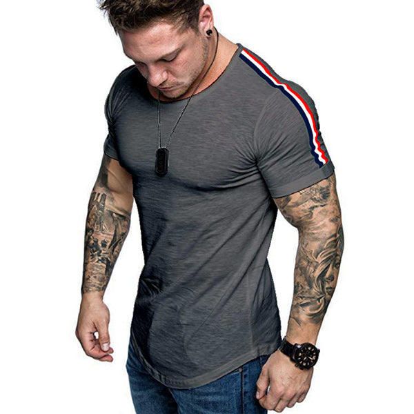 Kurzärmliges T-Shirt mit schmalem Schnitt und gestreiftem Print für Herren