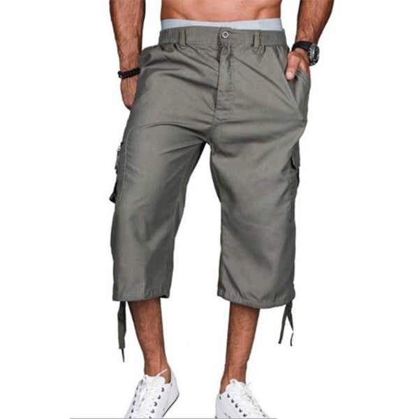 Vienos spalvos vyriškos kelnės su keliomis kišenėmis