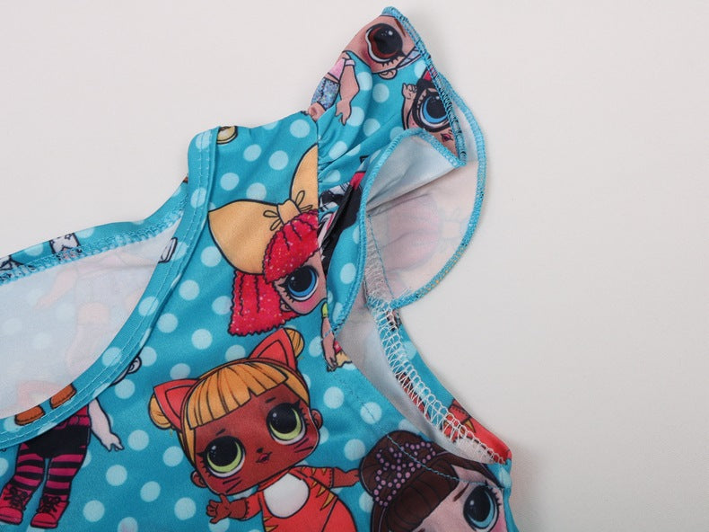 Vestido estampado estampado de dibujos animados para niñas