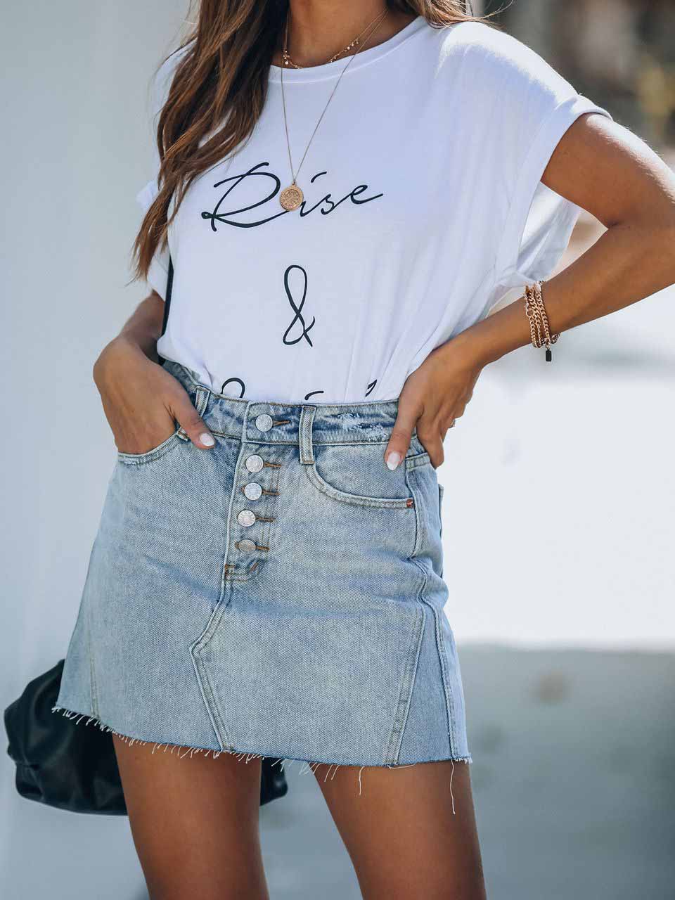 Damen-Jeansrock mit Drucktasche mit amerikanischer Flagge