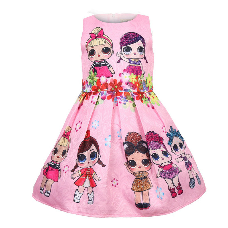 Cartoon seamless pattern sleeveless dress