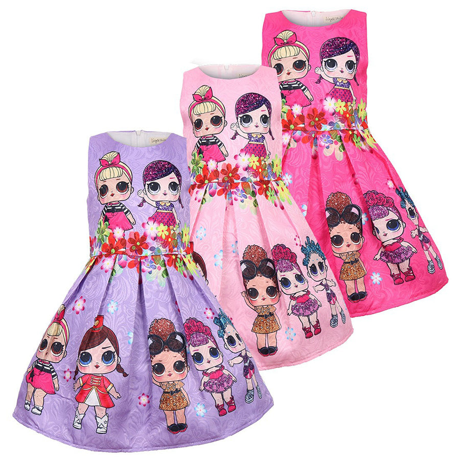 Cartoon seamless pattern sleeveless dress