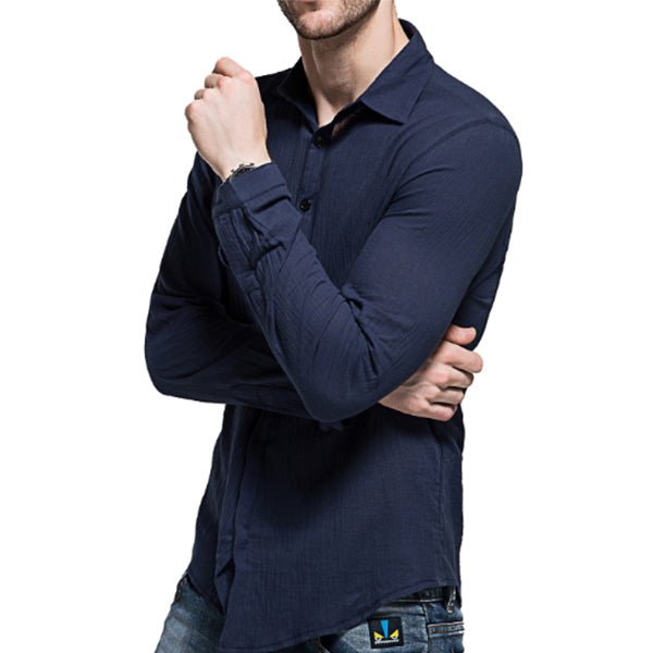 Camisa de hombre liviana y fresca de color liso