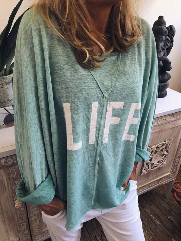 Damen T-shirt Große Größe Shirt Mit Print LIFE