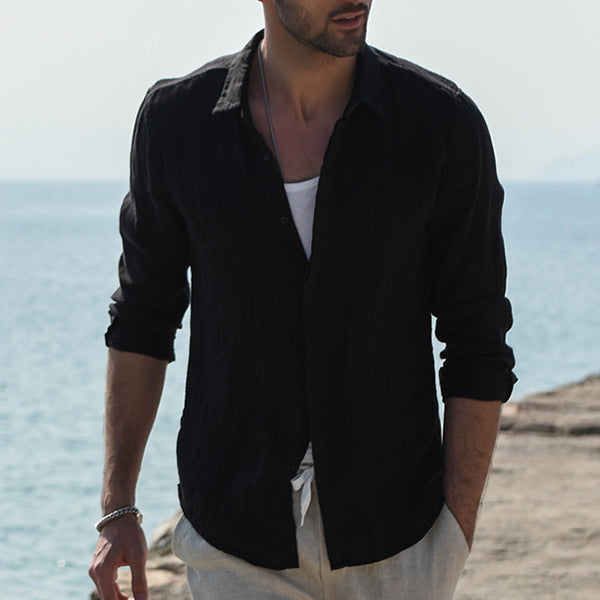 Herren Langarmhemd aus weichem, atmungsaktivem Leinen