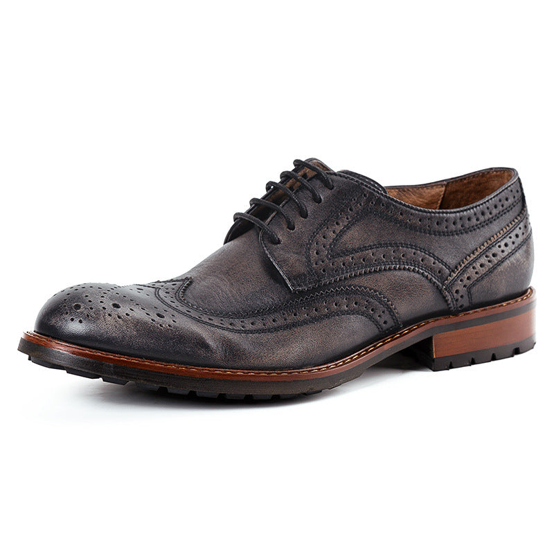 Sactino Brogue Lederschuhe in Braun / Schwarz