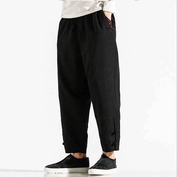 Pantalón casual para hombre en algodón y lino.
