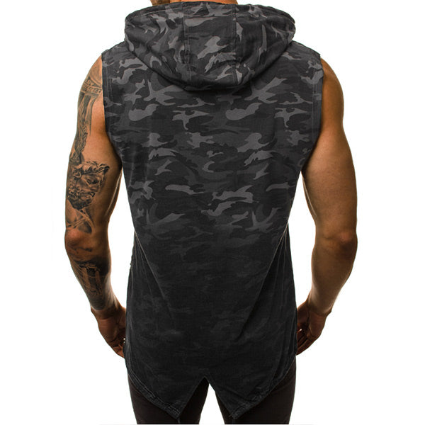 Camisa sin mangas para hombres con capucha y degradado
