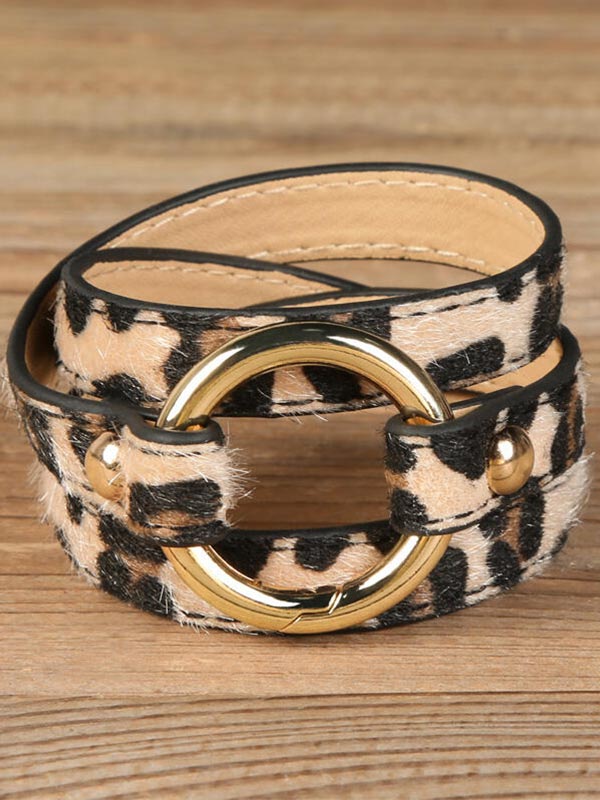 Pulsera de anillo de aleación de caballo leopardo para mujer