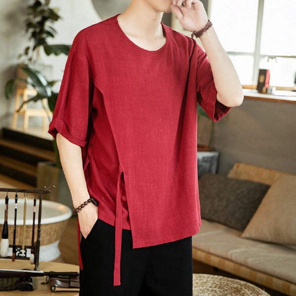 Camiseta de hombre en estilo chino con encaje