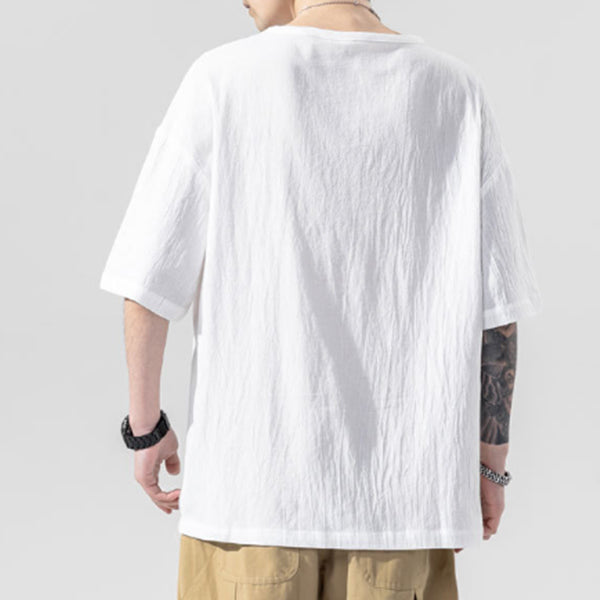 Camisa de lino bordada para hombre