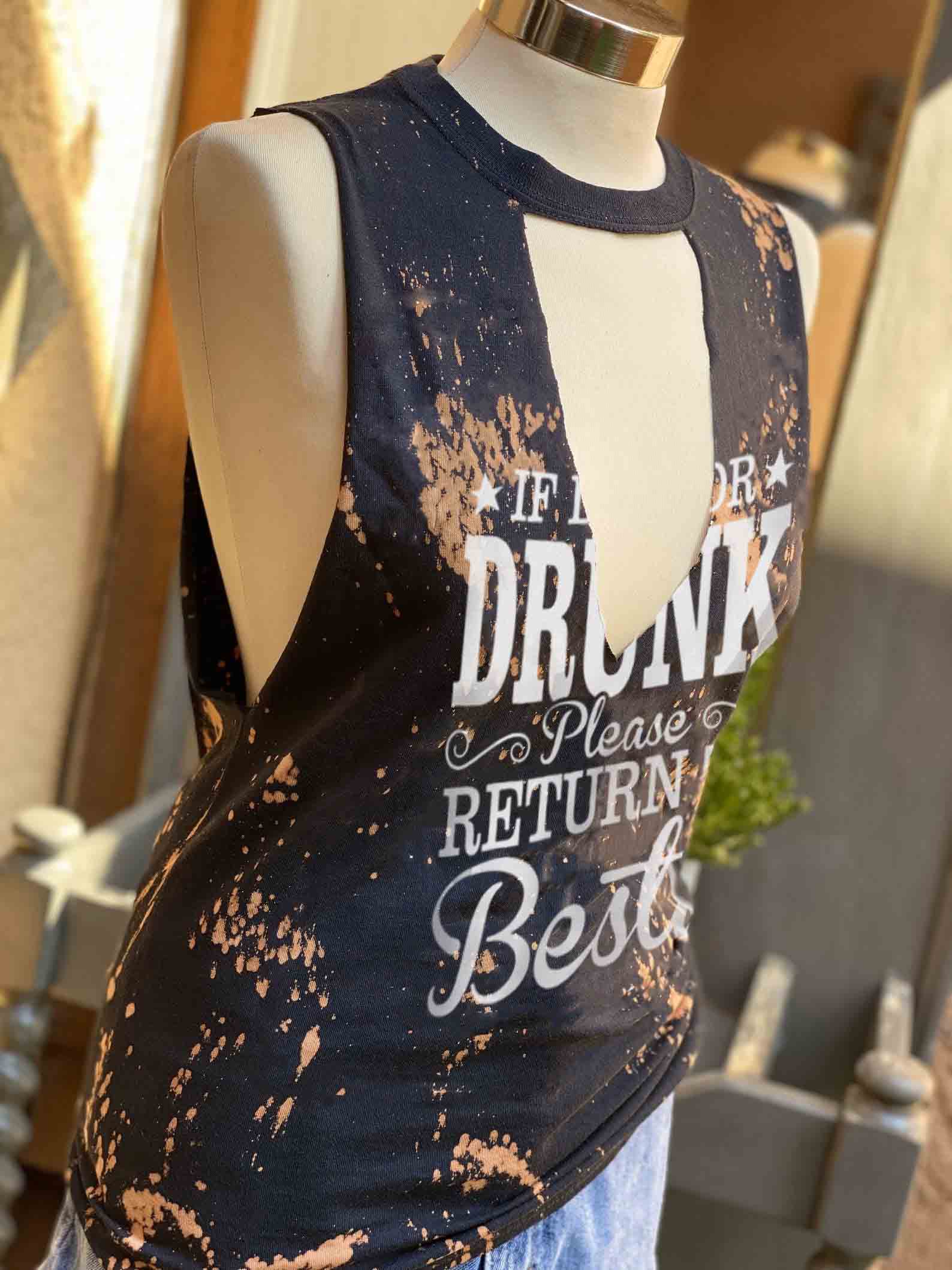 Si se pierde o se emborracha, regrese a la parte superior con estampado Tie-Dye de Bestie Print