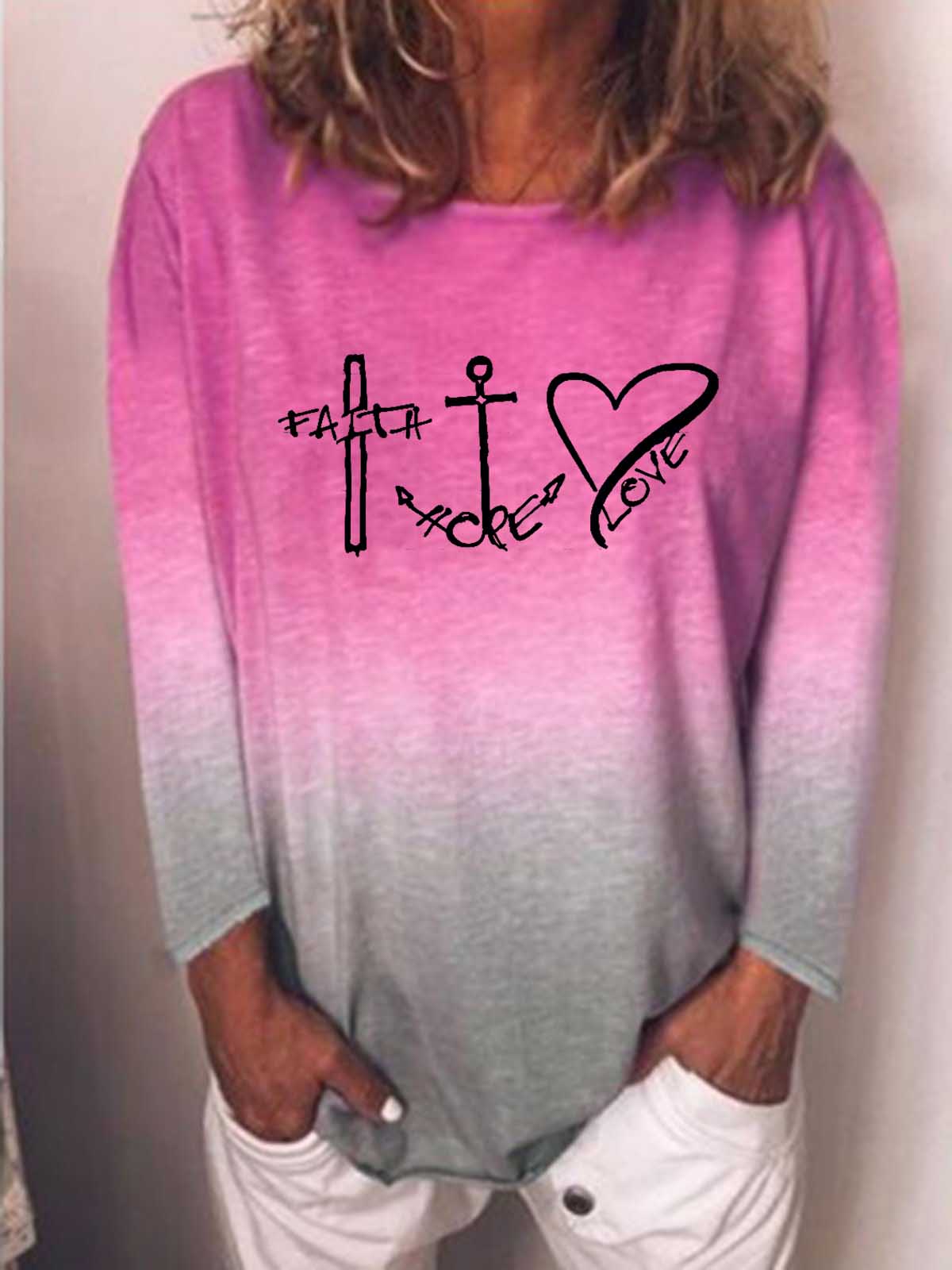 FAITH HOPE LOVE Farbverlauf T-Shirt