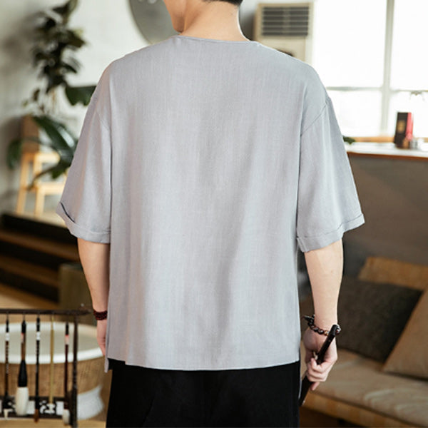 Camiseta de hombre en estilo chino con encaje