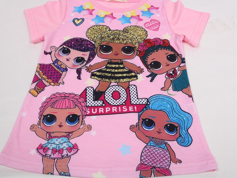 Linda camiseta infantil con estampado de dibujos animados - rosa 3Y