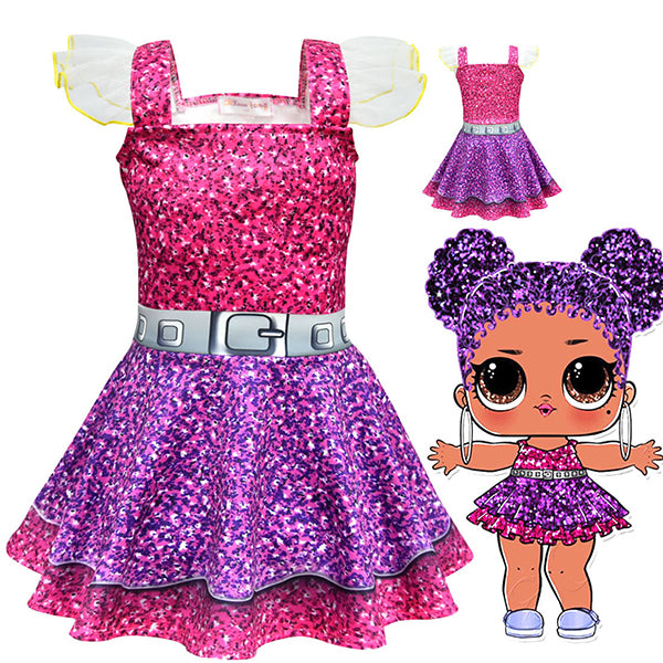 Girl LOL surprise! Sparkling pink cosplay dress