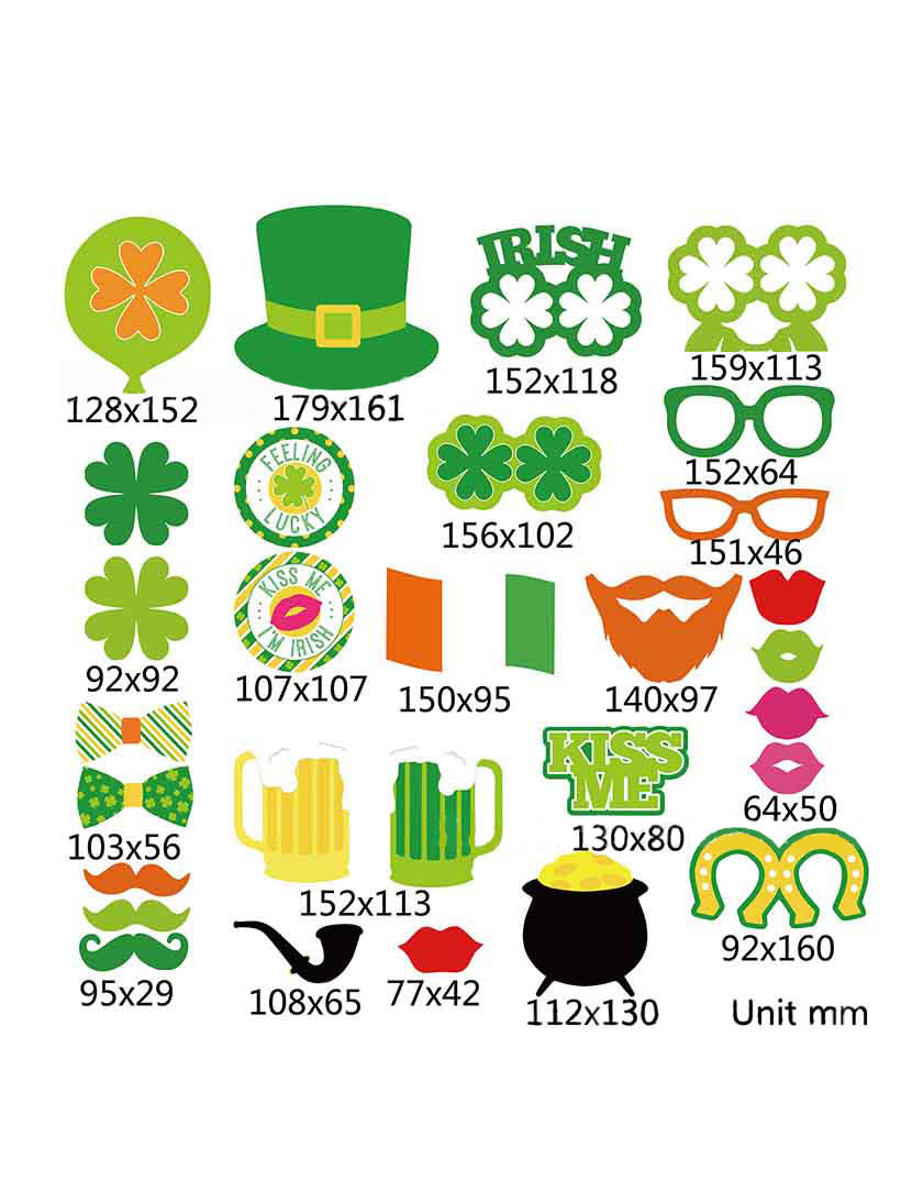 S t. Trébol de Patrick&#39;s set de 29 accesorios para fotografía