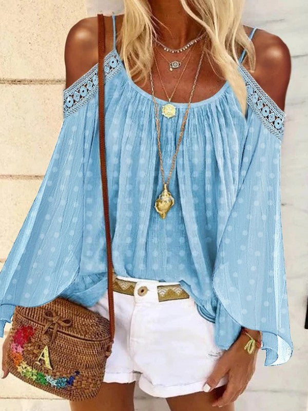 Diadema bohemia con mangas largas y tirantes de camisa.