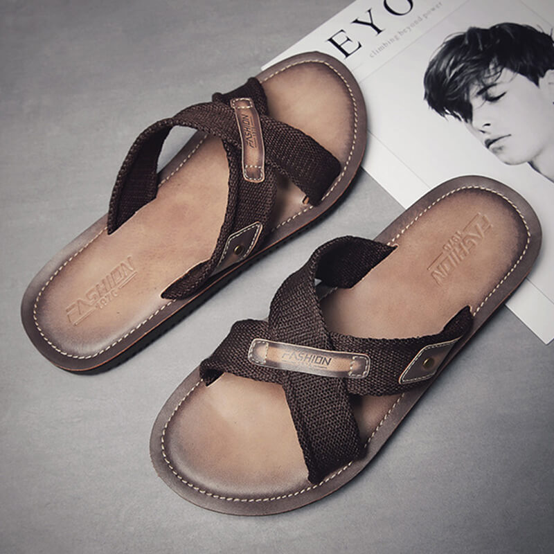 Herren Vintage Casual Summer Beach Flache atmungsaktive bequeme Sandalen Hausschuhe