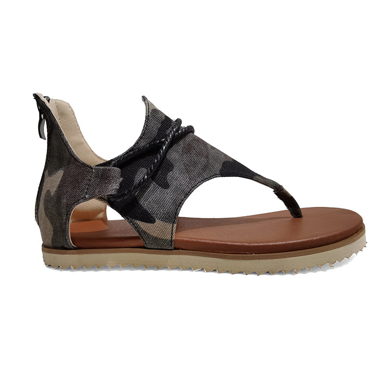 Damen Summer Beach Camouflage Casual Tangasandalen