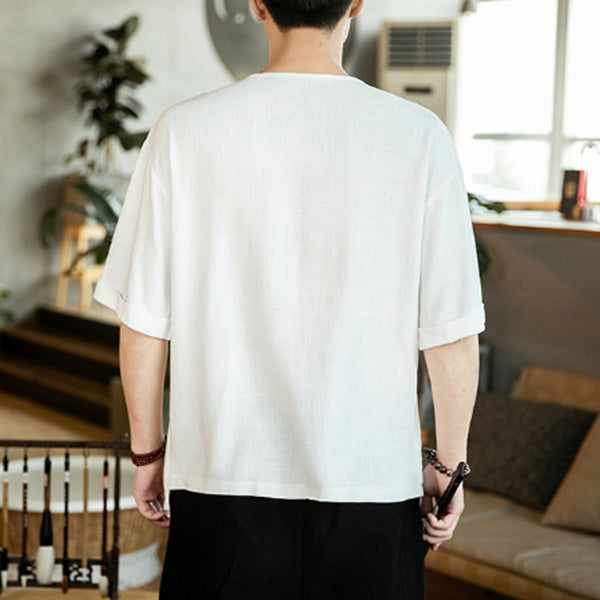 Camiseta de hombre en estilo chino con encaje