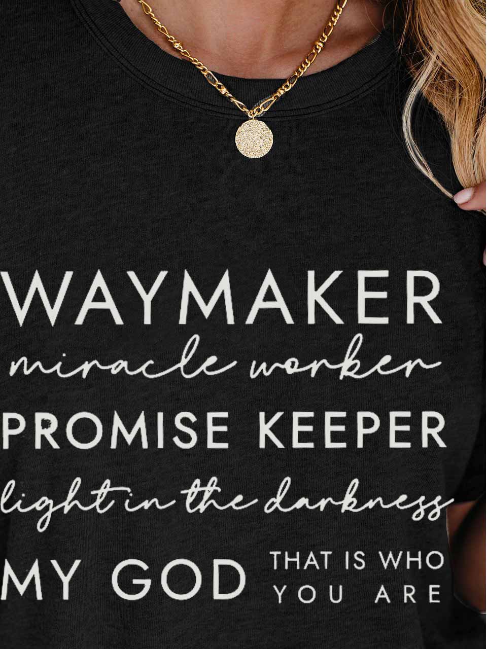 Frauen Way Maker Songtexte Faith Print T-Shirt