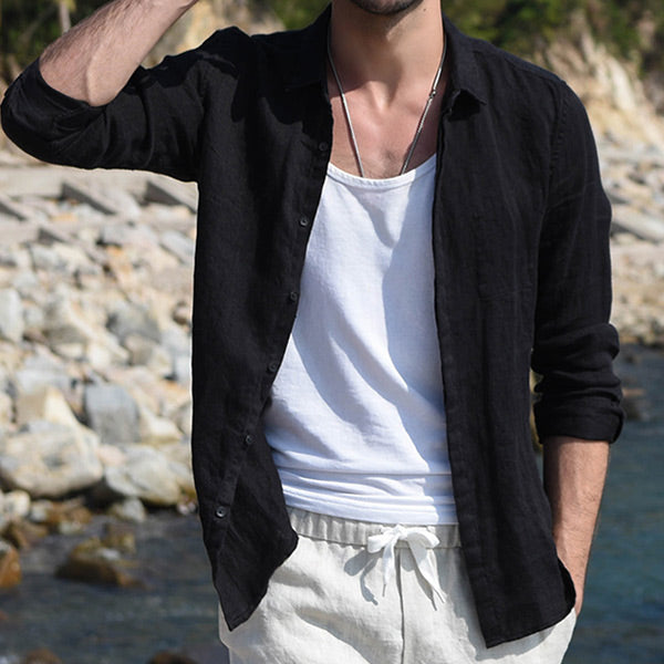 Herren Langarmhemd aus weichem, atmungsaktivem Leinen