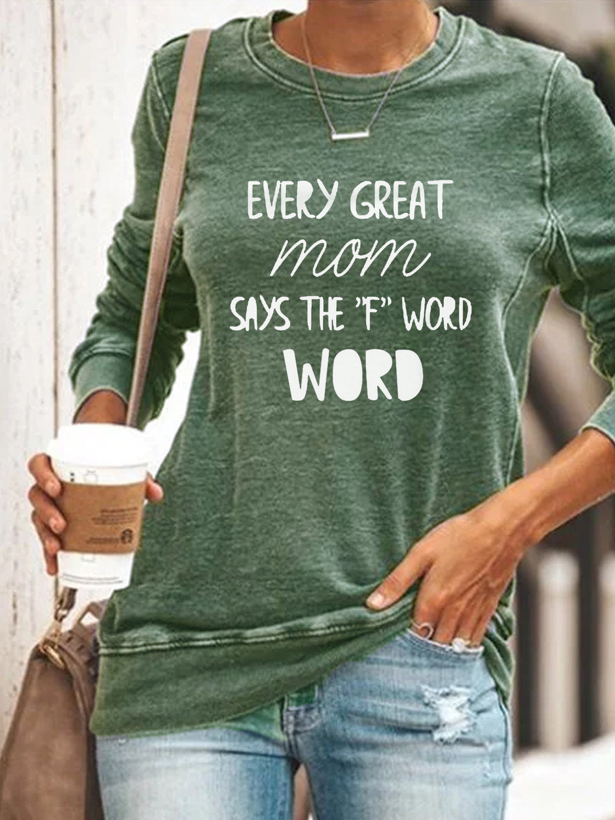 Toda gran madre dice la palabra &quot;F&quot; Word Crew Neck Top