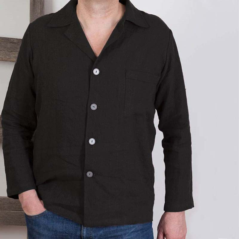 Camisa de lino casual, holgada, transpirable, cómoda y ecológica para hombres.