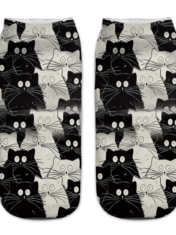 3D cute cat print socks