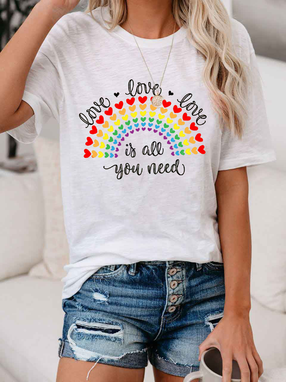 Liebe Liebe Liebe ist alles was Sie brauchen Regenbogen Liebe T-Shirt