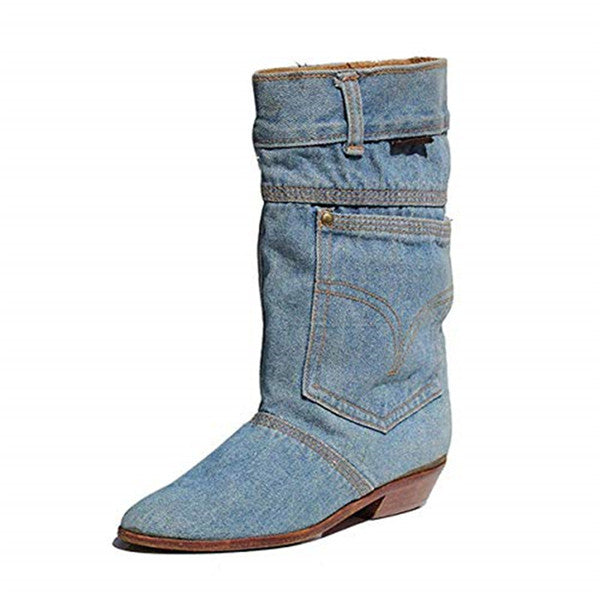 Nuevos zapatos de mezclilla de altura media y baja