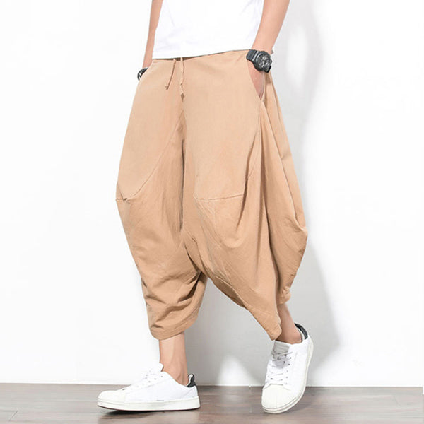 Pantalones de harén de algodón retro para hombre