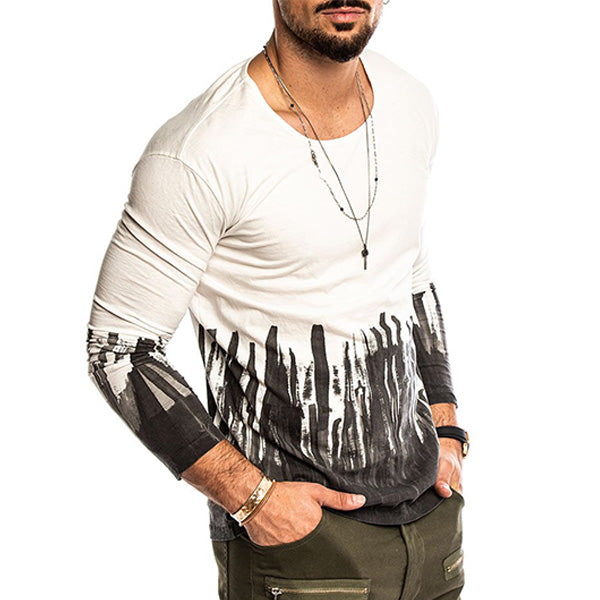 Vyriški marškinėliai ilgomis rankovėmis su medvilniniu atspaudu