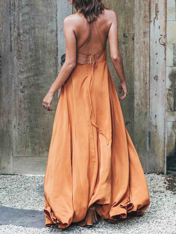 Elegantes Cutout Neckholder-Abendpartykleid