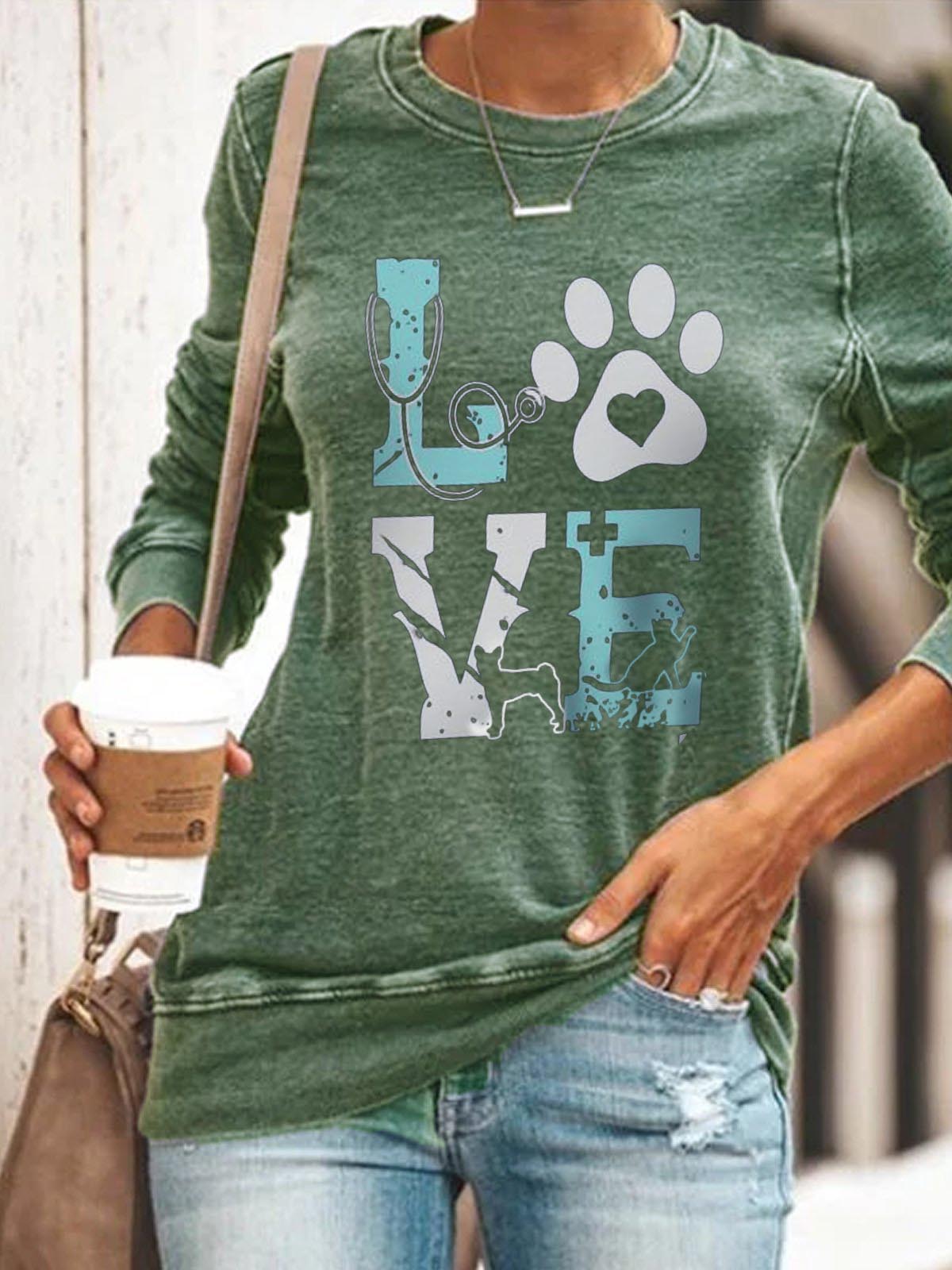 Damenpfote LIEBE bedrucktes Sweatshirt