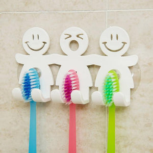 BalleenShiny Cute Animated Baño Cocina Cara sonriente Cepillo de dientes Toalla Estante de almacenamiento Chupete Gancho Soporte de pared