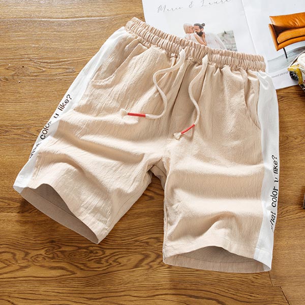 Shorts de algodón y lino elásticos para hombre