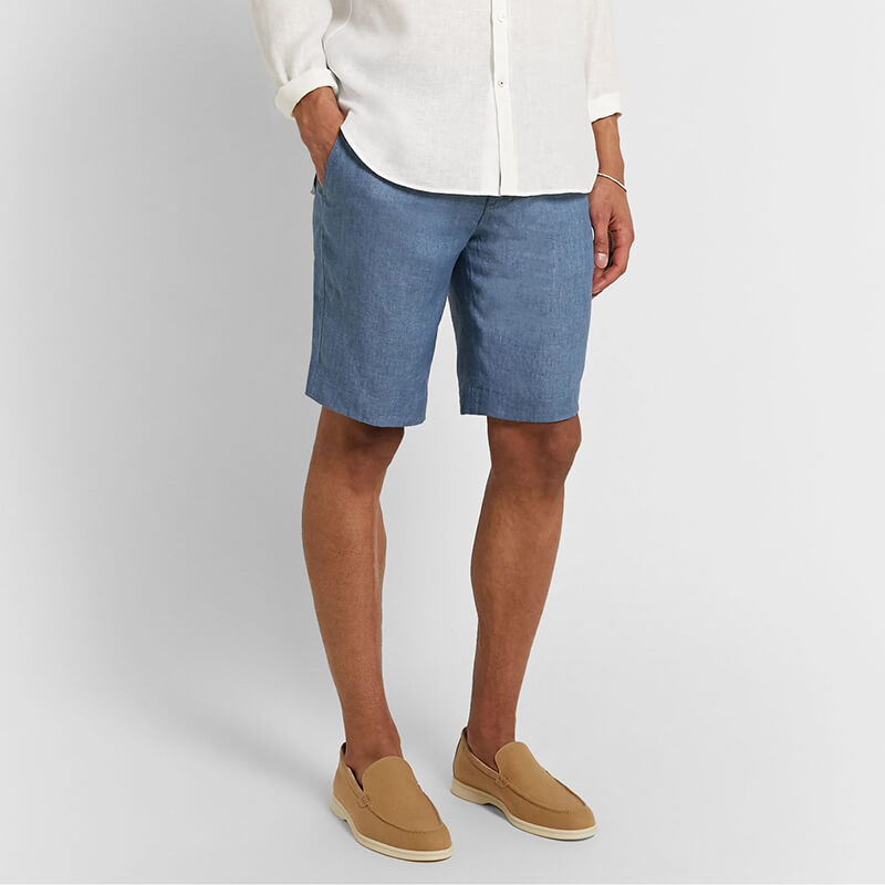 Cordones ultra suaves y cómodos de verano para hombres con cremallera, shorts de lino ecológicos