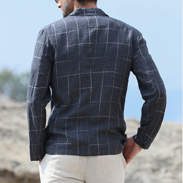 Traje casual a cuadros de lino para hombres