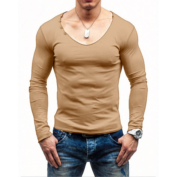 Cuello de pico y cuello de pico de manga larga para hombre