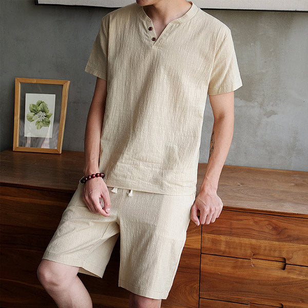 Shorts de hombre de algodón retro y lino.