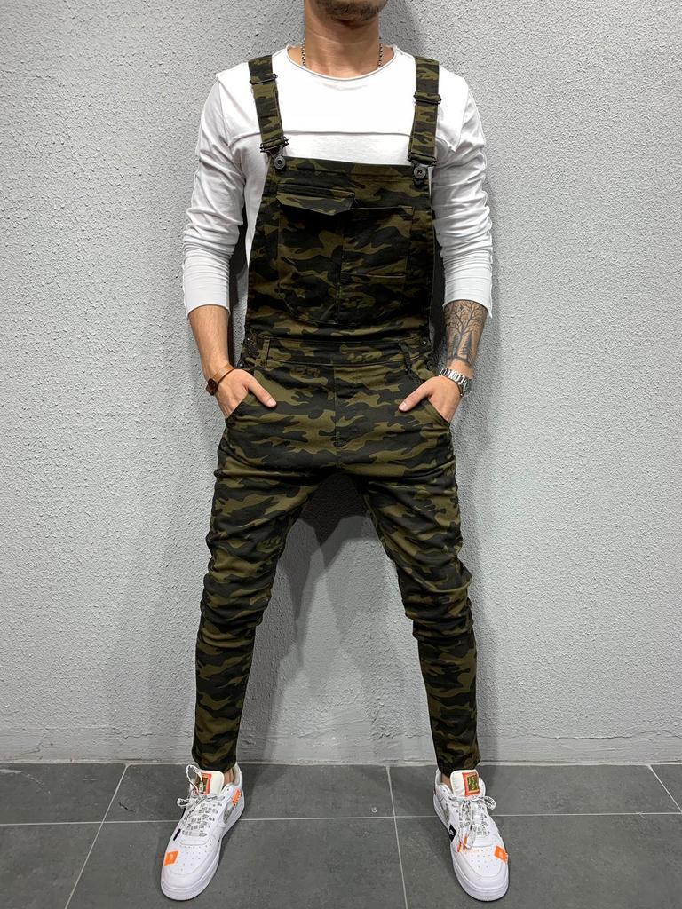 Wish Amazon moda hombre tirantes mamelucos de mezclilla pantalones de mezclilla rasgados comercio exterior monos populares